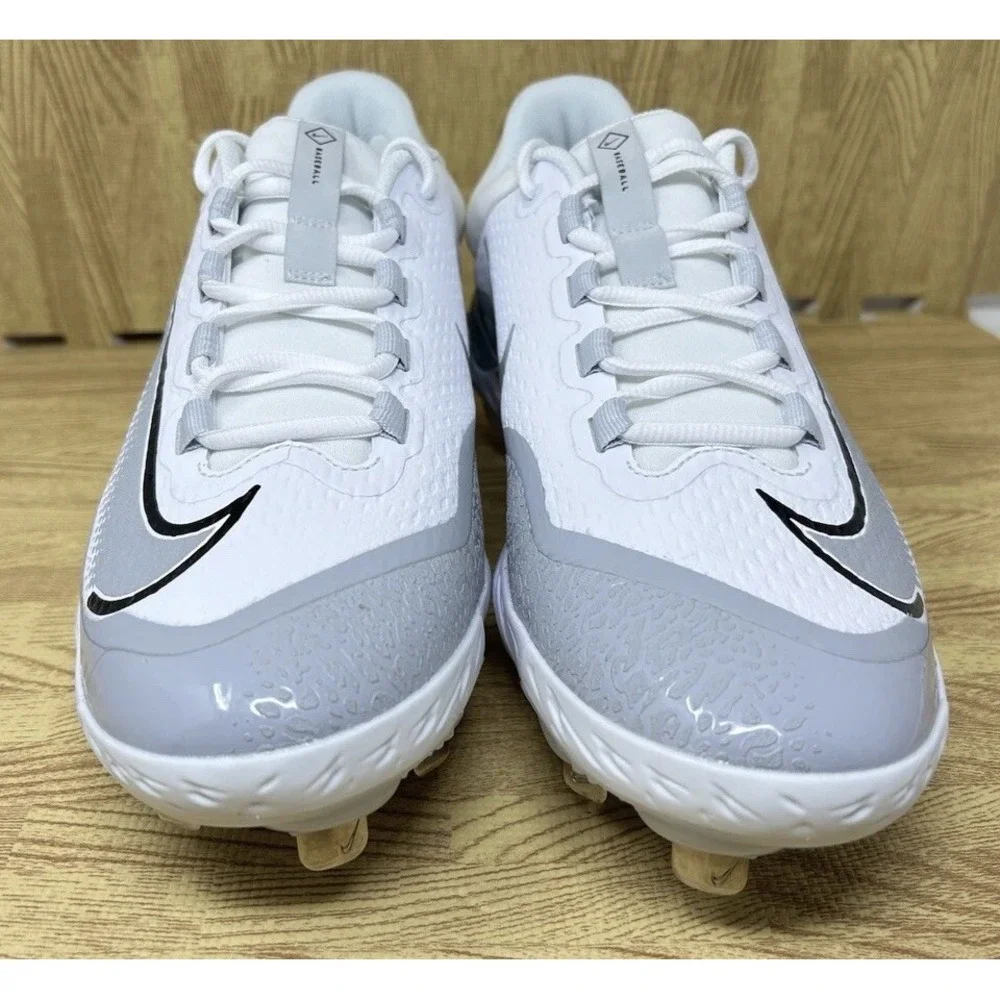 Nike Alpha Huarache Elite 4 Size 8 Grey White Metal Baseball‎ Cleats FD2745-104